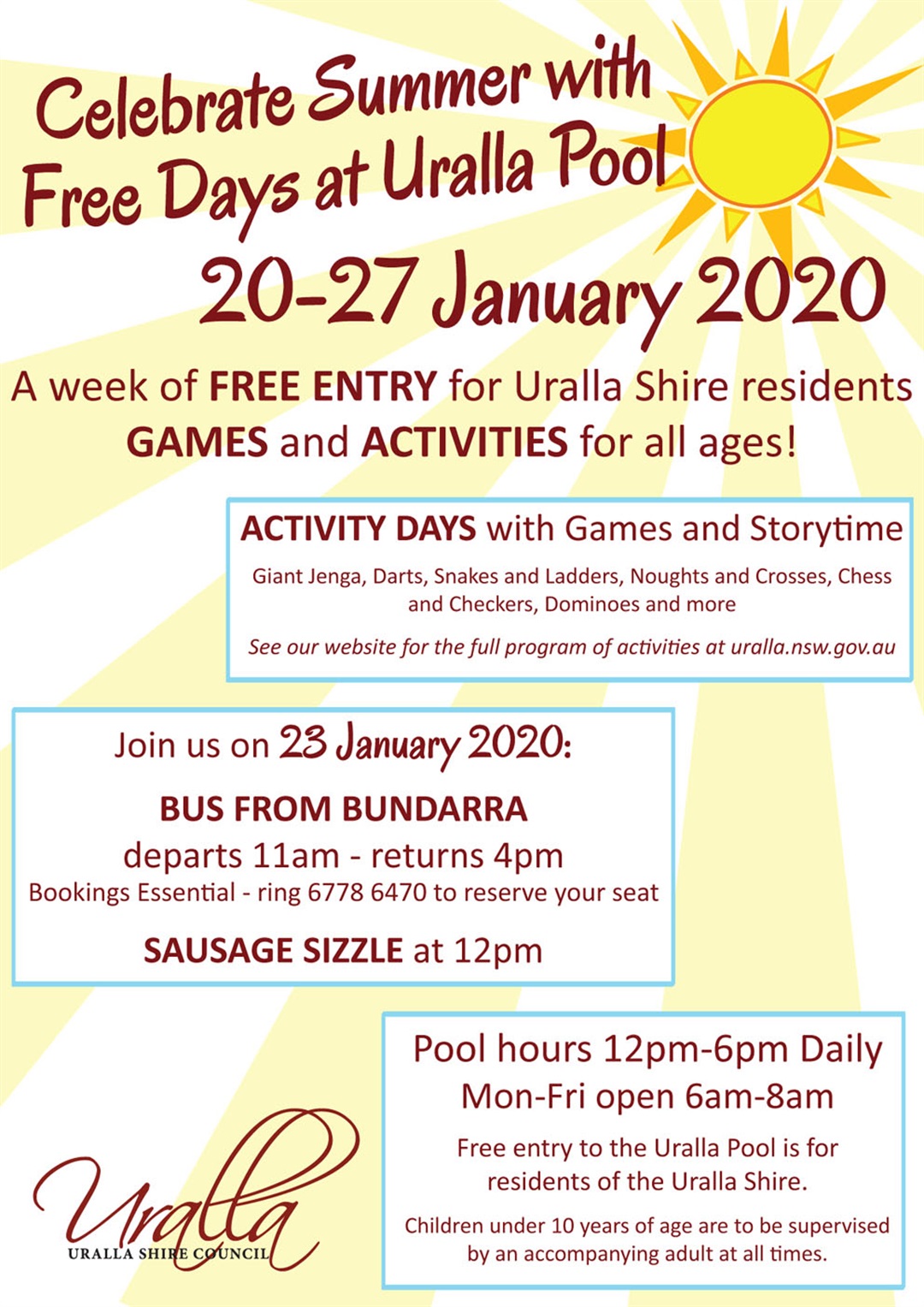 Celebrate Summer with Free Days at Uralla Pool Uralla Shire Council Celebrate Summer with Free Days at Uralla Pool Uralla Shire Council
