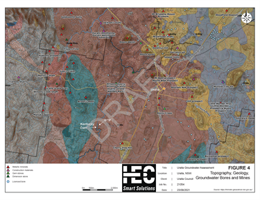 Topography Geology Groundwater Bores and Mines