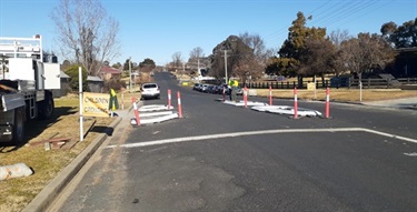 Blisters and median going in at Uralla Central School Park St Crossing upgrade.jpg