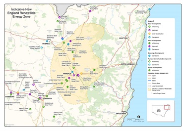 Indicative Map of New England Renewable Energy Zone (source: energy.nsw.gov.au)