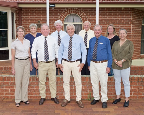 USC Councillors L-R Cr Doran Cr Petrov Cr Bower Cr McMullen Mayor Bell Cr OConnor Cr Crouch Cr Toomey Cr Burrows outside Council Chambers.jpg